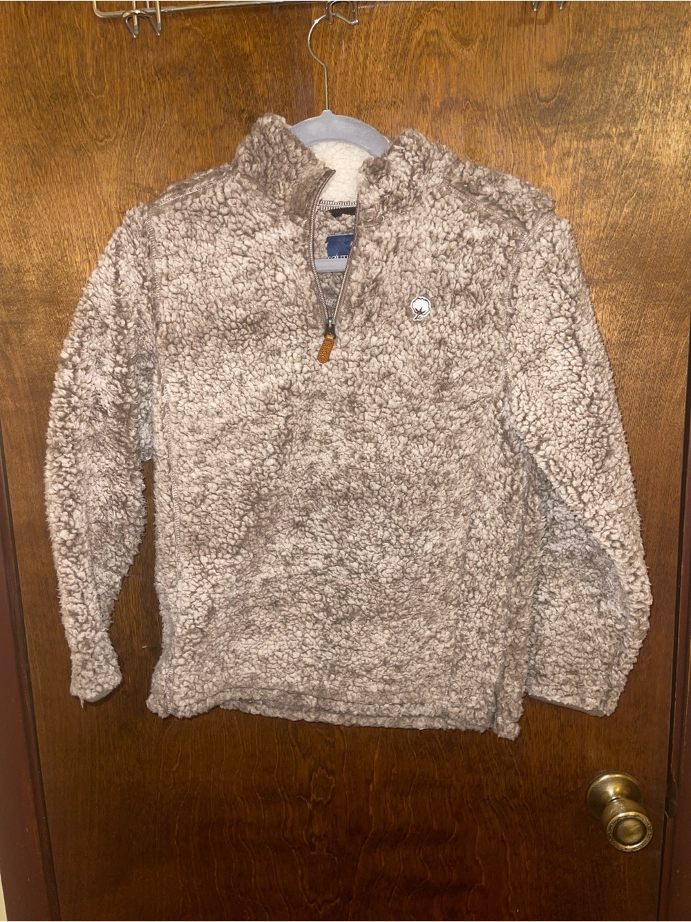 The Southern Shirt Company Kids Taupe Sherpa Quarter-Zip Pullover